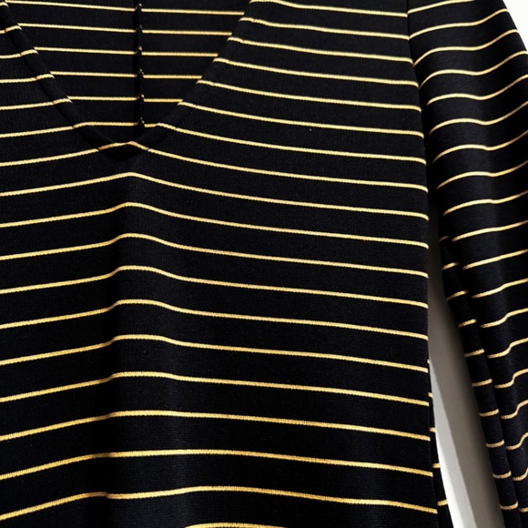 Zara Trafaluc Striped Knit Midi Dress – Long Sleeve – Black/Gold – Size S - Picture 4 of 8